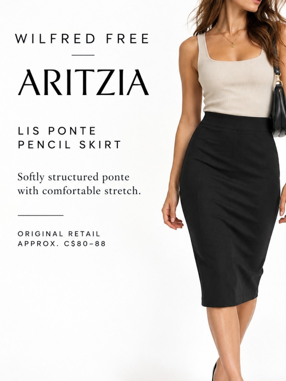 Wilfred Lis Ponte Pencil Skirt Black Medium